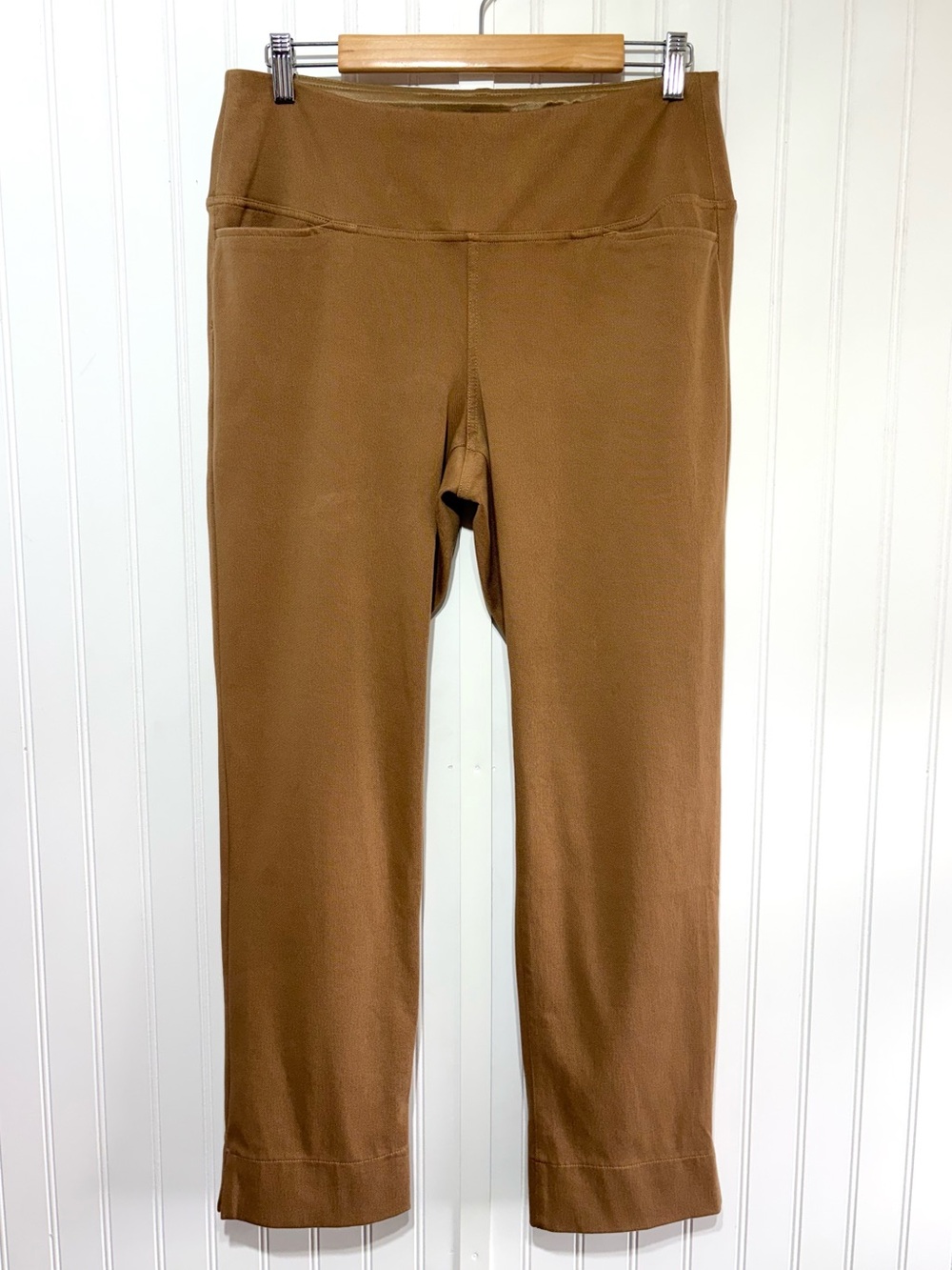 J.Jill Wearever Smooth-Fit Knit Pull-On Straight Pants Brown Tan Size M Office